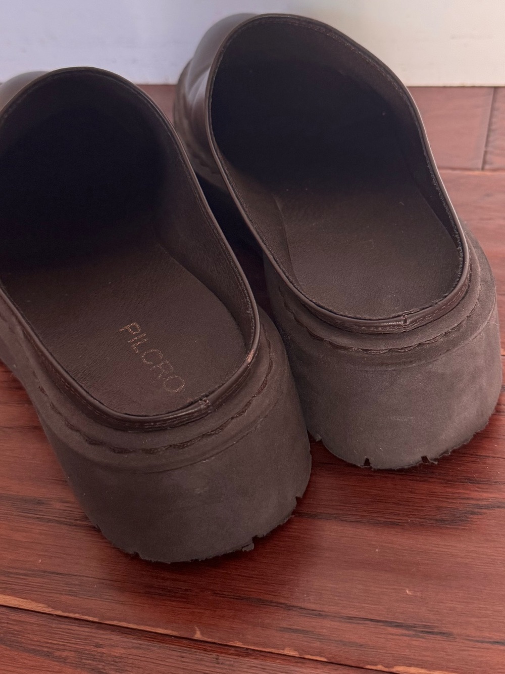 Anthropology Pilcro Chunky Mule Clogs Leather Dark Brown Size 40 Minimalist Chic - Picture 5 of 9